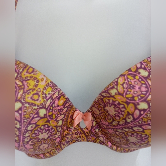 VICTORIA SECRET Floral Pink Yellow  Summer Full Coverag Feminine Sexy Pushup Bra - Picture 7 of 7